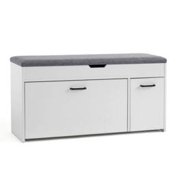 KORVIXA White Shoe Bench with Seat Cushion Storage - Size: 100 cm x 100 cm