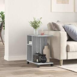 Berkfield Home Side Table with Wheels Grey Sonoma 50x30x55 cm Engineered Wood - Size: 50 x 30 x 55 cm - thumbnail 3