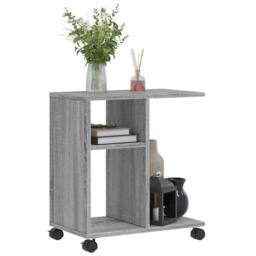 Berkfield Home Side Table with Wheels Grey Sonoma 50x30x55 cm Engineered Wood - Size: 50 x 30 x 55 cm - thumbnail 4