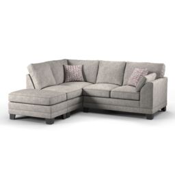 Furnishings For Less UK Hilliard Fullback L Shaped Fabric Corner Sofa Charcoal or Mist- Left Hand Facing in Beige