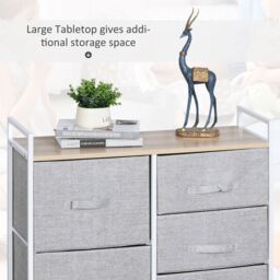 HOMCOM 5 Drawer Linen Basket Storage Unit Organisation with Shelf in Grey - thumbnail 4