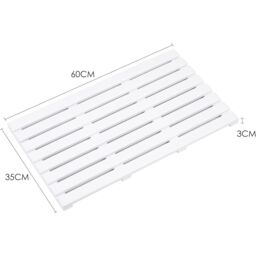 MANTRARAJ Bamboo Bath Mat Anti-Slip Wooden Slatted Duckboard Bath Shower Mat Black in White - thumbnail 2