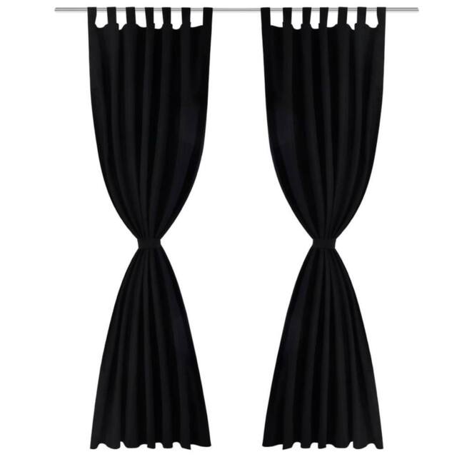 Berkfield Home 2 pcs Black Micro-Satin Curtains with Loops 140 x 245 cm - image 1