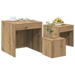 Berkfield Home Nesting Tables 3 pcs Artisan Oak Engineered Wood in Brown - thumbnail 4