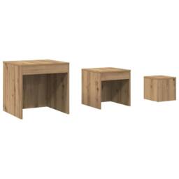 Berkfield Home Nesting Tables 3 pcs Artisan Oak Engineered Wood in Brown - thumbnail 2