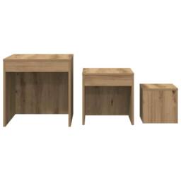 Berkfield Home Nesting Tables 3 pcs Artisan Oak Engineered Wood in Brown - thumbnail 5