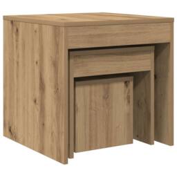 Berkfield Home Nesting Tables 3 pcs Artisan Oak Engineered Wood in Brown - thumbnail 6