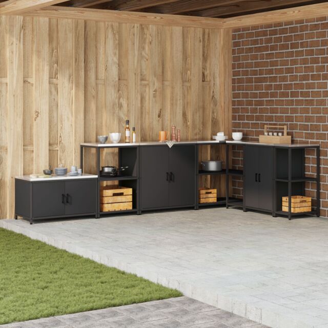 Berkfield Home Kitchen Storage Cabinet with Shelf with Storage with Door Black Steel - image 1