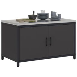 Berkfield Home Kitchen Storage Cabinet with Shelf with Storage with Door Black Steel - thumbnail 3