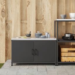 Berkfield Home Kitchen Storage Cabinet with Shelf with Storage with Door Black Steel - thumbnail 4