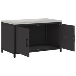 Berkfield Home Kitchen Storage Cabinet with Shelf with Storage with Door Black Steel - thumbnail 5