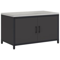 Berkfield Home Kitchen Storage Cabinet with Shelf with Storage with Door Black Steel - thumbnail 2