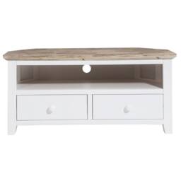 Statement Furniture Florence Corner TV Unit With 2 Drawers & Shelf in White - thumbnail 3