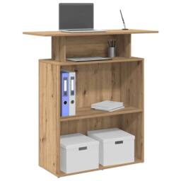 Berkfield Home Reception Desk Artisan Oak 100x40x104 cm Engineered Wood in Brown - Size: 100 x 40 x 104 cm - thumbnail 2