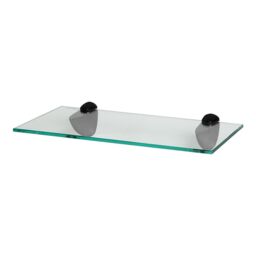 Harbour Housewares Floating Glass Shelf - 40cm - Bathroom Shower Storage Display Shelf in Black