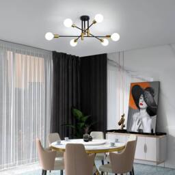 Goeco Industrial Retro Chandelier, 6 Lights Vintage Ceiling Lamp, E27 Base in Black - thumbnail 4