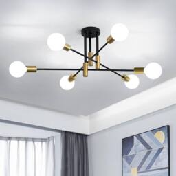 Goeco Industrial Retro Chandelier, 6 Lights Vintage Ceiling Lamp, E27 Base in Black