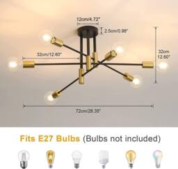Goeco Industrial Retro Chandelier, 6 Lights Vintage Ceiling Lamp, E27 Base in Black - thumbnail 5