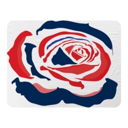 Benjamin Tate Design Red & Blue Rose Print Blanket in Natural - Size: 120 cm x 150 cm - thumbnail 1