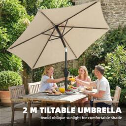 OUTSUNNY Garden Parasol, 2m Outdoor Table Parasol Umbrella with Tilt in Light Grey - thumbnail 4