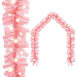 Berkfield Home Christmas Garland with LED Lights 10 m Pink - thumbnail 2