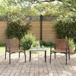 Berkfield Home Stylish Garden Chairs 2 pcs Black 79x56x73, 5 cm Poly Rattan in Brown