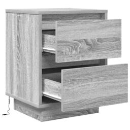 Berkfield Home Bedside Cabinets with LED Lights¬†2 pcs Grey Sonoma 38x34x50 cm - Size: 38 x 34 x 50 cm - thumbnail 8