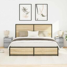 Berkfield Home Bedside Cabinets with LED Lights¬†2 pcs Grey Sonoma 38x34x50 cm - Size: 38 x 34 x 50 cm - thumbnail 5