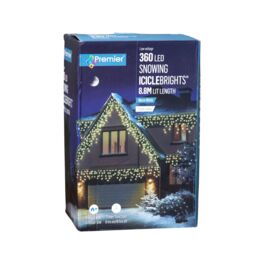 Samuel Alexander 8.8m 360 LED Christmas Snowing IcicleBrights Christmas Lights in Warm White on Clear Cable in Beige - thumbnail 8
