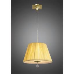 Netlighting Siena Pendant Round E27 Brass Amber Cream Shade & Crystal in Yellow - thumbnail 2