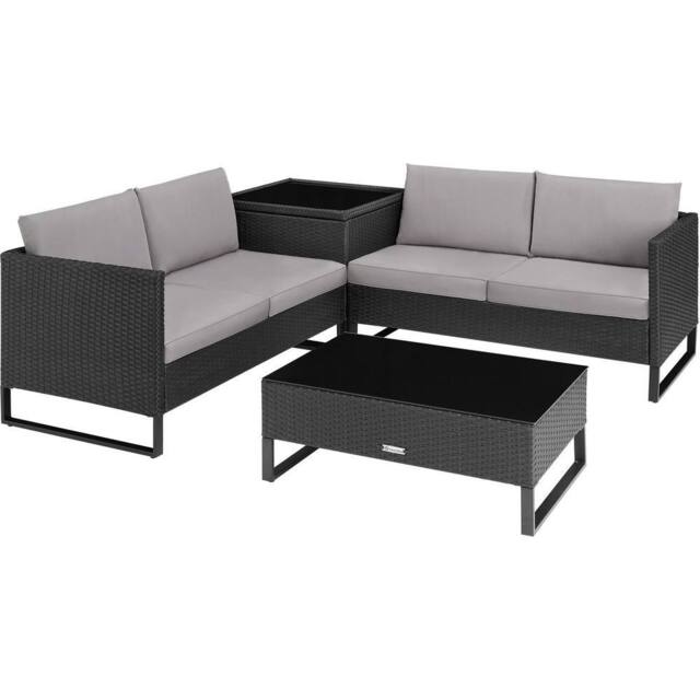 tectake Garden Furniture Set Ostuni in Black - Size: 4 Person - image 1