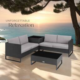 tectake Garden Furniture Set Ostuni in Black - Size: 4 Person - thumbnail 8