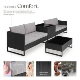 tectake Garden Furniture Set Ostuni in Black - Size: 4 Person - thumbnail 3