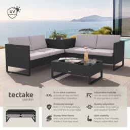 tectake Garden Furniture Set Ostuni in Black - Size: 4 Person - thumbnail 2