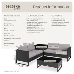 tectake Garden Furniture Set Ostuni in Black - Size: 4 Person - thumbnail 6