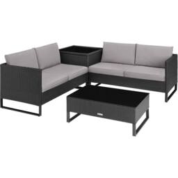 tectake Garden Furniture Set Ostuni in Black - Size: 4 Person - thumbnail 1