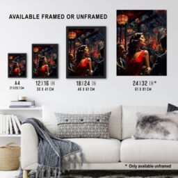 "Artery8 Wall Art Print The In The Red Dress Film Noir Jazz Bar Nightclub Vintage Art Framed in Black - Size: W12"" x H16""" - thumbnail 3