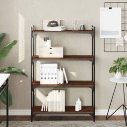 Berkfield Home Bookcase 4-Tier Brown Oak 80x30x120 cm Engineered Wood - Size: 80 x 30 x 120 cm - thumbnail 2