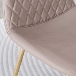 FurnitureboxUK 2x Corona Gold Leg Faux Leather Dining Chair in Beige - thumbnail 4