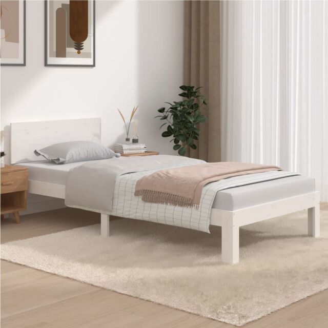 Berkfield Home Bed Frame White Solid Wood Pine 90x200 cm - image 1