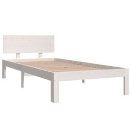 Berkfield Home Bed Frame White Solid Wood Pine 90x200 cm - thumbnail 3