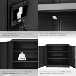 tectake Filing Cabinet in Black - Size: 1 Pack - thumbnail 5