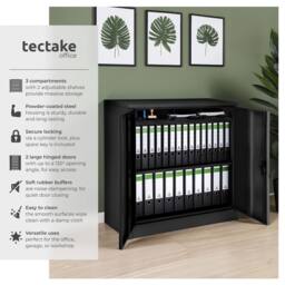 tectake Filing Cabinet in Black - Size: 1 Pack - thumbnail 2