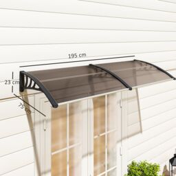 OUTSUNNY Outdoor Curved Window Porch Door Canopy Shelter Awning UV Water Cover 75x195cm in Brown - Size: 75x195 cm - thumbnail 3