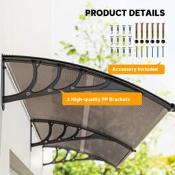 OUTSUNNY Outdoor Curved Window Porch Door Canopy Shelter Awning UV Water Cover 75x195cm in Brown - Size: 75x195 cm - thumbnail 6