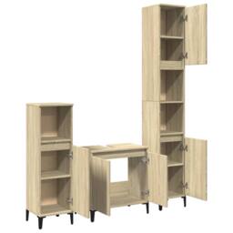 Berkfield Home 3 Piece Bathroom Furniture Set Sonoma Oak Engineered Wood in Light Brown - thumbnail 7