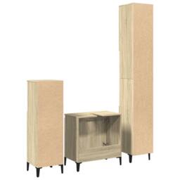 Berkfield Home 3 Piece Bathroom Furniture Set Sonoma Oak Engineered Wood in Light Brown - thumbnail 6