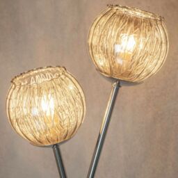 Loops Twin Light Floor Lamp Chrome & Glass Free Standing Modern Lounge Base Holder in Clear - thumbnail 3