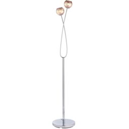 Loops Twin Light Floor Lamp Chrome & Glass Free Standing Modern Lounge Base Holder in Clear - thumbnail 1