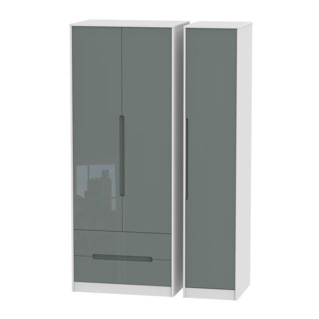 Ready Assembled 2 U Bristol Triple Wardrobe with 2 Drawers (Ready Assembled) in Light Grey